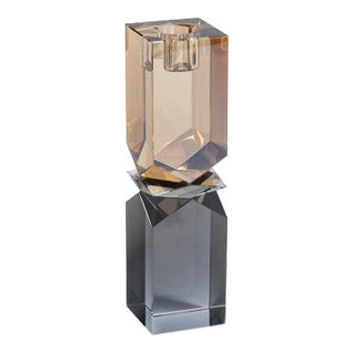 Verdun Artistry Crystal Glass Candlestick, Large, 2-Tone For Sale