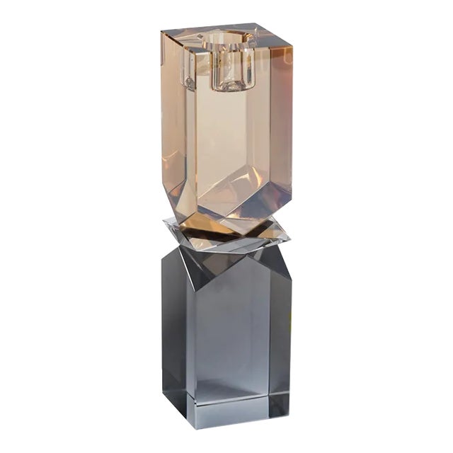 Verdun Artistry Crystal Glass Candlestick, Large, 2-Tone For Sale