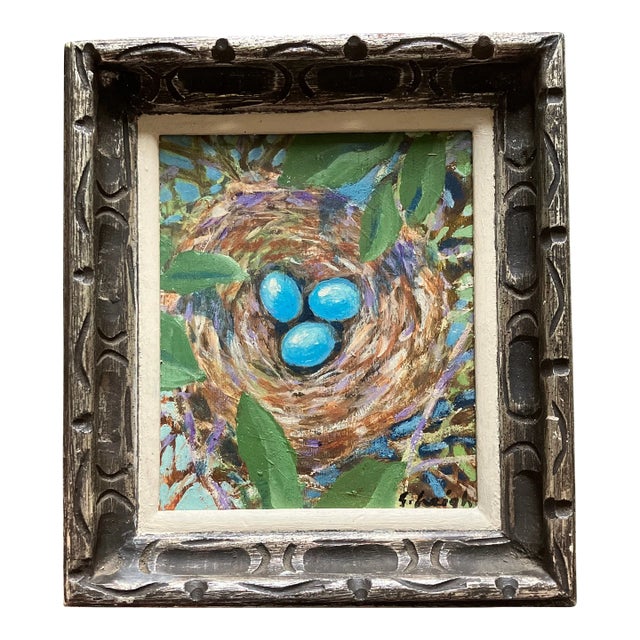 Contemporary Original Robins Egg Painting by Stephen Heigh “a Robins Nest” For Sale