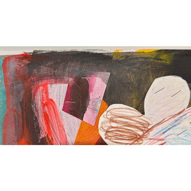 Green Jim Drain, Colorful Mixed Media Collage Painting Miami Artist Jim Drain Abstract Flowers For Sale - Image 8 of 15