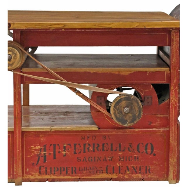 Antique American Industrial Farm Clipper Grain Cleaner Work Table Kitchen Island For Sale - Image 9 of 11
