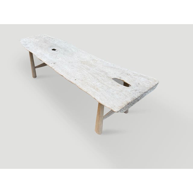 2010s Andrianna Shamaris Shell Inlaid Teak Bench or Coffee Table For Sale - Image 5 of 6