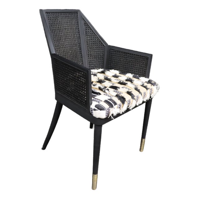 Baker Milling Road Kara Mann Black Cane Dining Armchair For Sale