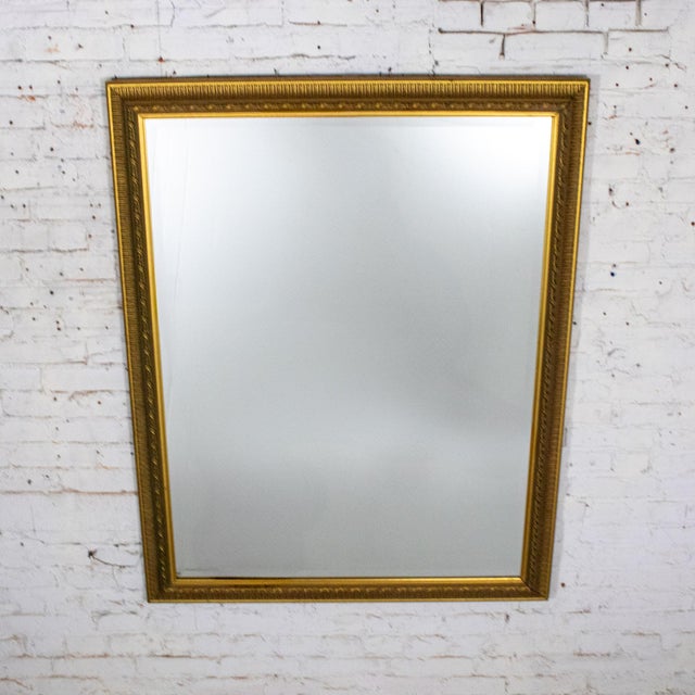 Late 20th Century Neoclassical to Traditional Large Wall Mirror Rectangular Antiqued Gold Frame For Sale - Image 13 of 18
