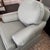 Ethan Allen Skirted Swivel Rocking Lounge Chair & Rolling Ottoman Set With Custom Fabric For Sale - Image 11 of 11