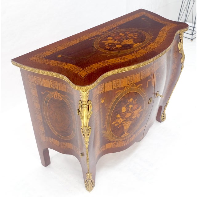 Metal Very Fine Large Bombe Brass Mount Inlay Italian Console Dresser MINT For Sale - Image 7 of 17