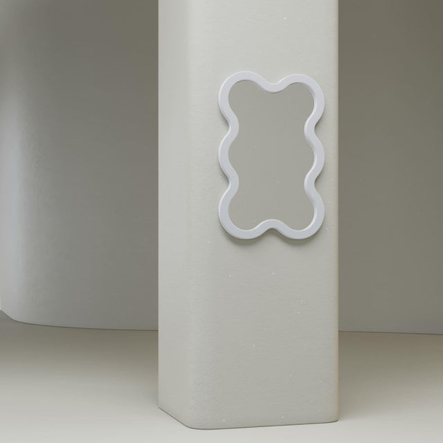 Not Yet Made - Made To Order Compact Contemporary Wavy Wall Mirror – Light Blue Hvyli 6 by Oitoproducts For Sale - Image 5 of 15