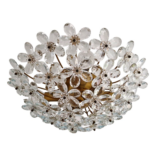 Large Italian Ceiling Light with Murano Glass Flowers, 1970s For Sale