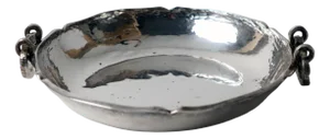 Art & Craft Bowl Copper Silver-Plated Hammer Strike Bowl, 1930s