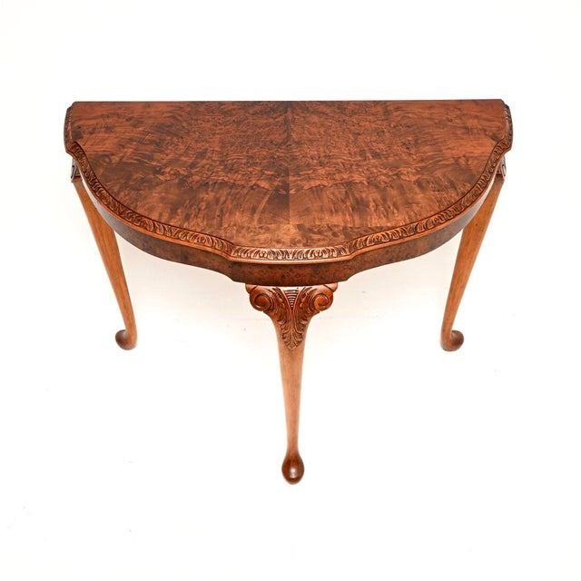 1930s Antique Burr Walnut Console Table, 1930 For Sale - Image 5 of 10