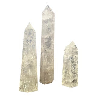 Set of Rock Crystal Quartz Obelisks - 3 Pieces For Sale