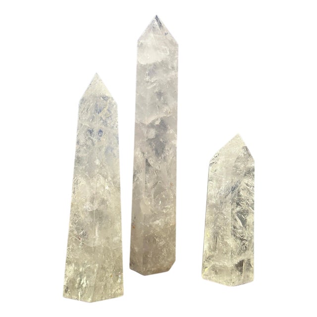 Set of Rock Crystal Quartz Obelisks - 3 Pieces For Sale