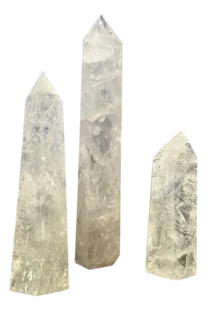 Set of Rock Crystal Quartz Obelisks - 3 Pieces