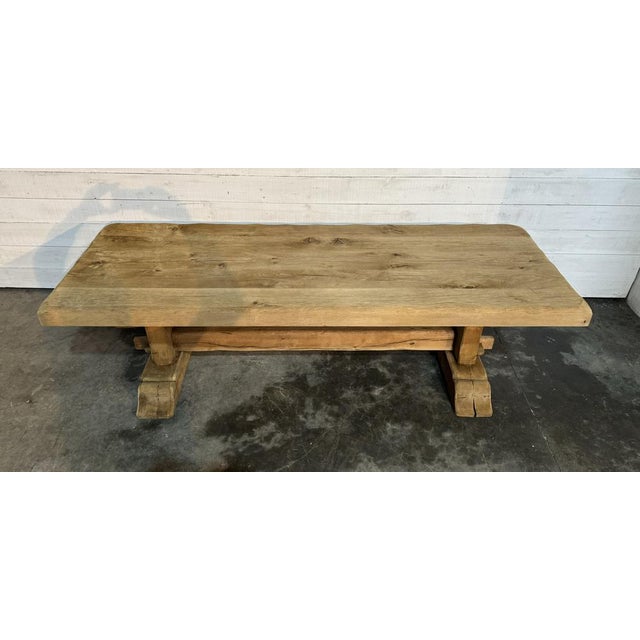 Large French Bleached Oak Farmhouse Dining Table, 1925 For Sale - Image 12 of 17