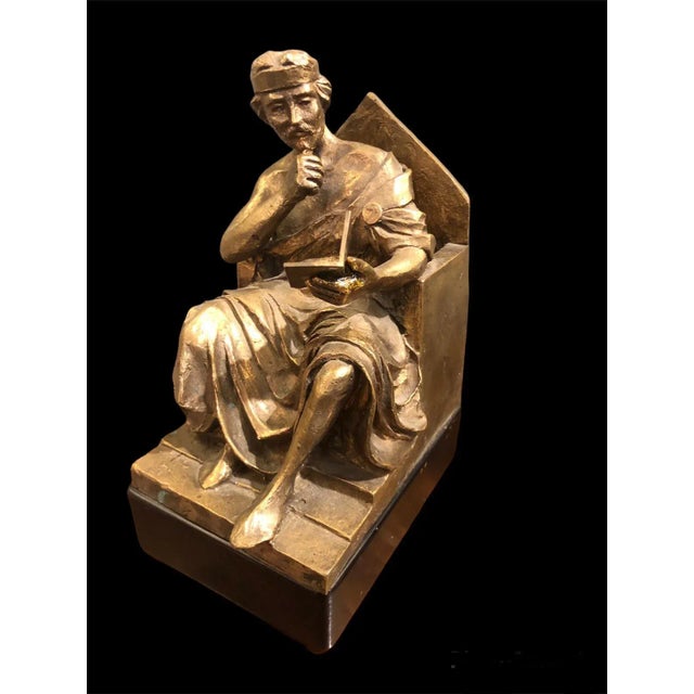 20th-Century Gilt Bronze Sculpture of a Meditating King, Italy, 1940s For Sale - Image 9 of 10