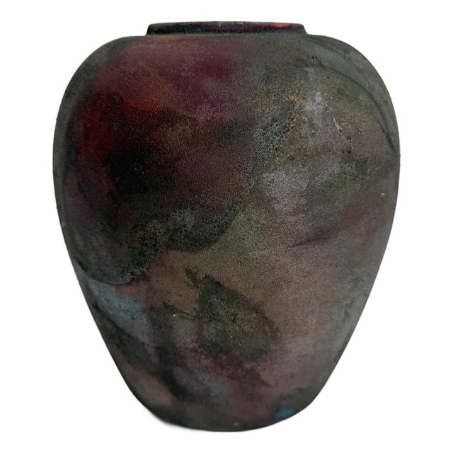 Late 20th Century Small Raku Vase, Signed For Sale