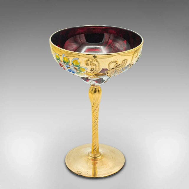 1970s Vintage Venetian Libation Cup, Italian, Art Glass, Gilt, Decorative Wine Flute For Sale - Image 11 of 11