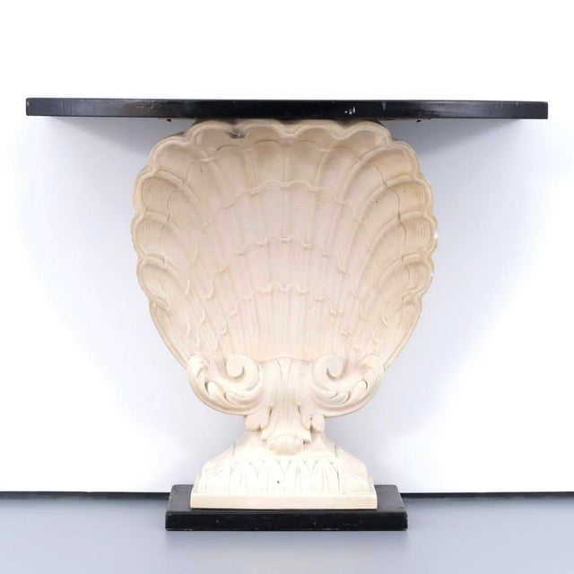Hollywood Regency Grosfeld House Shell Console Table, Plaster & Wood, Hollywood Regency For Sale - Image 3 of 8