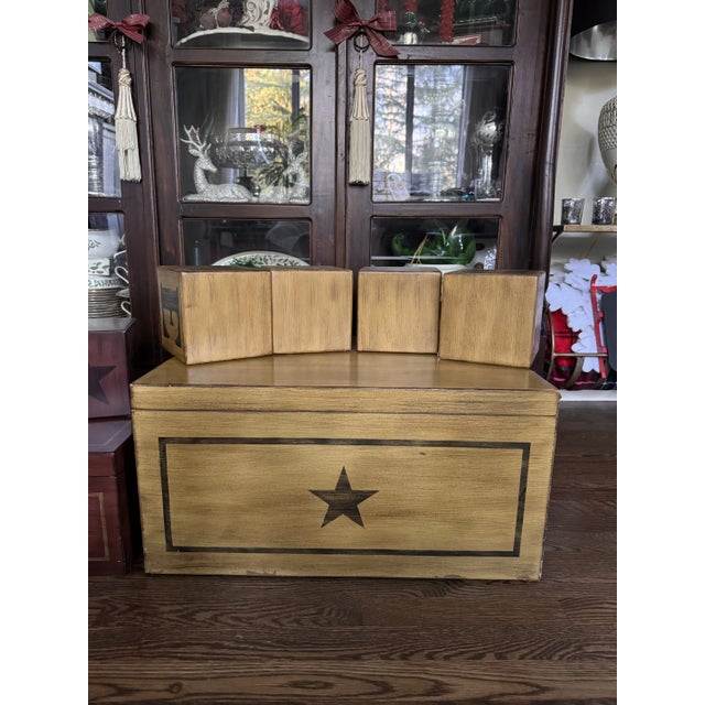 French Country Vintage Ethan Allen Large Decorative Storage Trunks - a Pair For Sale - Image 3 of 12