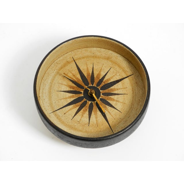 Handmade Round Ceramic Wall Clock, 1970s For Sale - Image 6 of 18