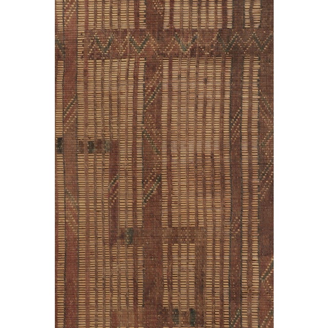 1950s Square Vintage Tuareg Mat, Tribal Geometric Motifs in Beige-Brown - Rug & Kilim For Sale - Image 5 of 10