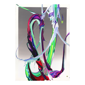 Avp_1035 - Colorful Textured Contemporary Abstract Painting on Paper Original Artwork by Alex Voinea