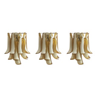 Murano Glass Wall Sconces in Amber Tone, Set of 3 For Sale