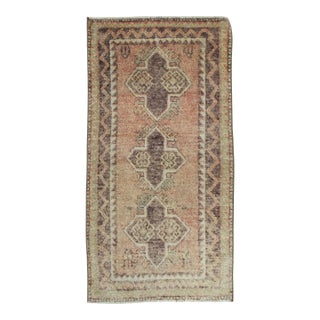 Turkish Mini Rug Oriental Hand Knotted Vintage Rug 1'10" x 3'6" #11654 For Sale