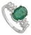 Modern Mid Century Style 2.54 Ct Oval Emerald & Marquise Diamond Ring in 925 Silver Size 7.5 For Sale