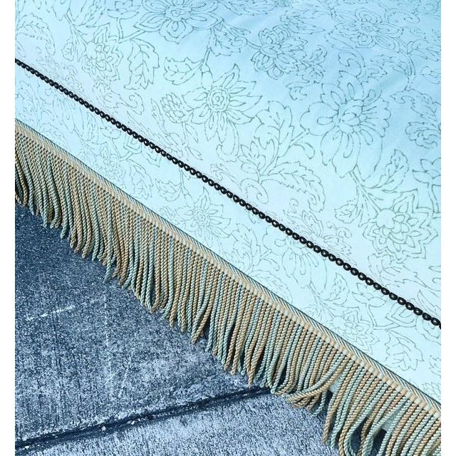 Sky Blue Vintage Regency Velvet Curved Sofa For Sale - Image 8 of 12