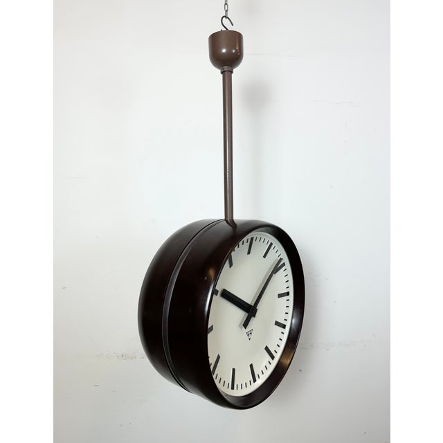 Large Industrial Bakelite Double Sided Factory Clock from Pragotron, 1950s For Sale - Image 10 of 18