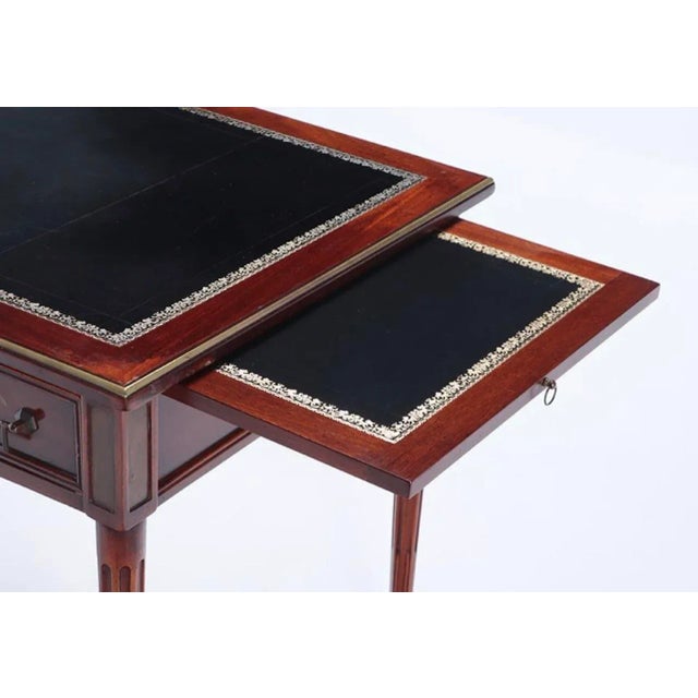 1940s French Directoire Style Mahogany Leather Top Desk With Bronze Trim and Pull Out Slides C 1945. For Sale In New York - Image 6 of 8