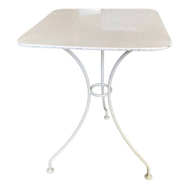 Square White Garden Table in Metal, 1950s For Sale