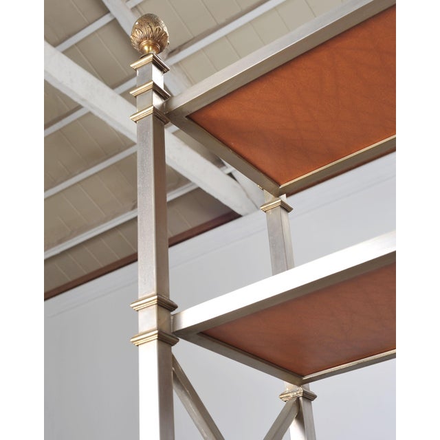 Maison Jansen Style Steel Bronze Neoclassical Bookcase Étagère For Sale - Image 9 of 18