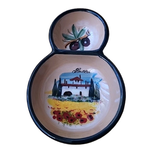 Early 20th Century Italian Handpainted Girasole Ceramic Serving Bowl For Sale