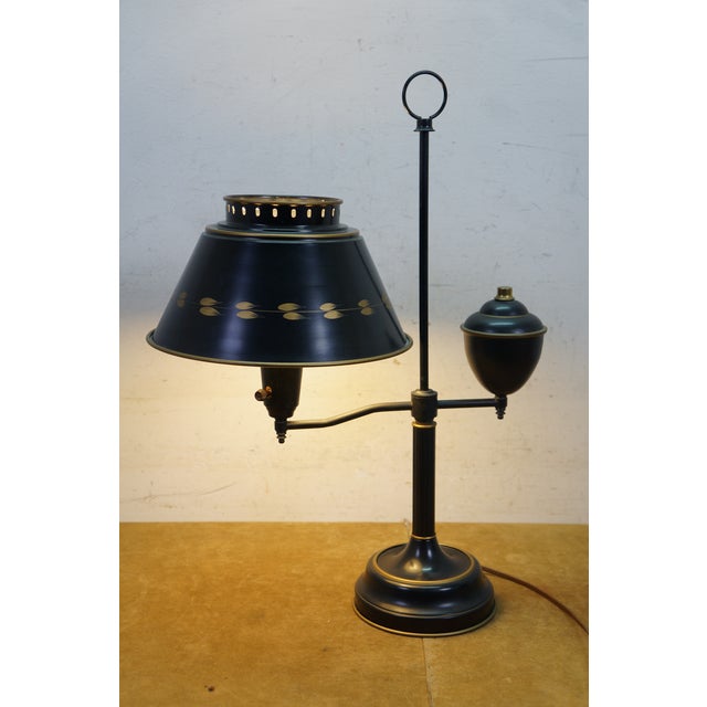 Vintage Black Tole Students Library Parlor Bouillotte Reading Lamp Lantern 23" For Sale - Image 17 of 18