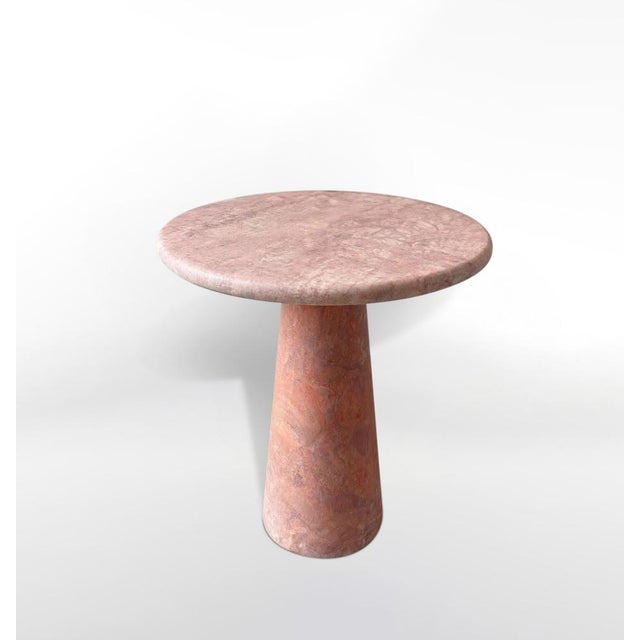 Stone Round Red Angelo Travertine Side Table by My Habitat Design For Sale - Image 7 of 7