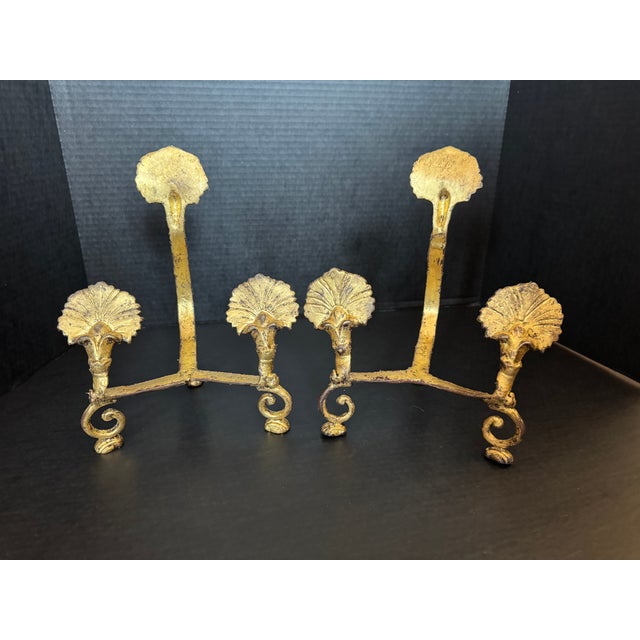 Vintage Gilt Wrought Metal Plate or Cookware Lid Holder Display Stands- A Pair For Sale - Image 12 of 12