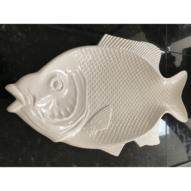 20th Century Mediterranean White Ceramic Fish Platter Chairish