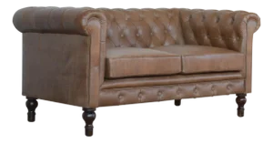 Two-Seater Leather Sofa With Tufted Detailing