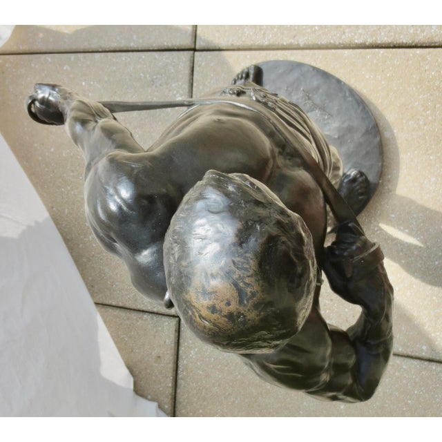 Massive Bronze Gladiator by Baucke Sculpture Signed and Dated 1910 36" Tall For Sale - Image 10 of 14