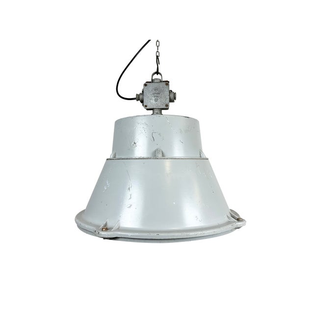 Industrial Polish Cast Aluminium Factory Pendant Lamp from Mesko, 1970s For Sale