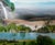 Contemporary Under the Moon by Mariska Karto | Hyperphotocollage on metal landscape with buildings and nature For Sale - Image 3 of 5