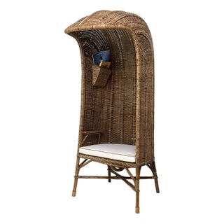 Vintage Wicker Egg Armchair, 1950s For Sale