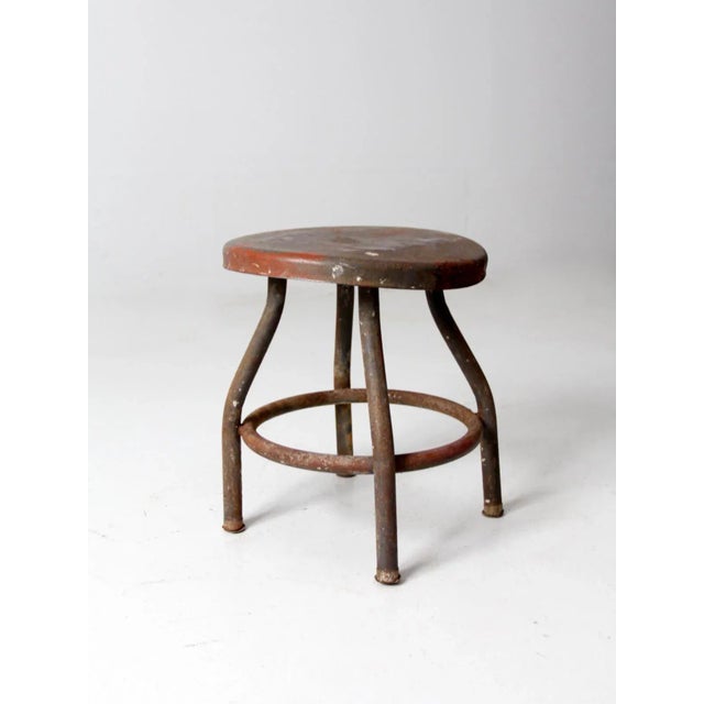 Mid 20th Century Vintage Industrial Metal Stool For Sale - Image 5 of 9