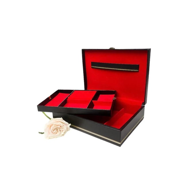 Textile Vintage Buxton Black, Red and Gold Leatherette Men’s Valet Jewelry Box For Sale - Image 7 of 7