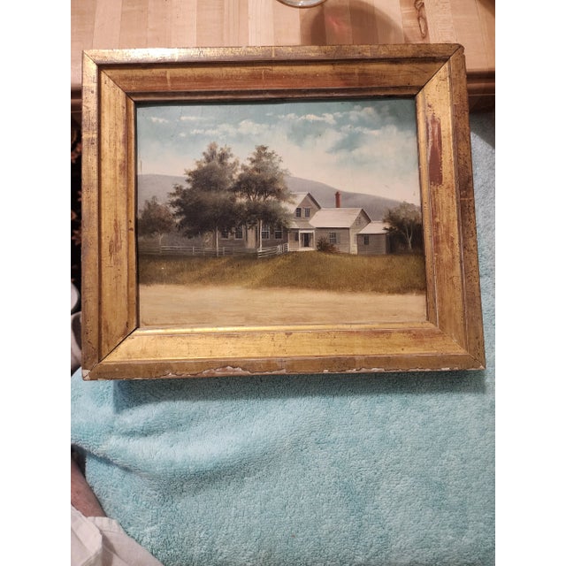 Green Antique Painting of a House For Sale - Image 8 of 8