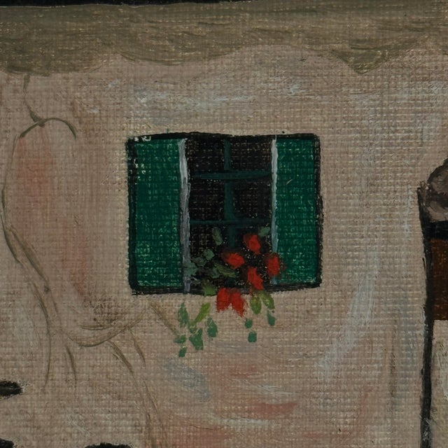 Traditional Vintage Original Alpine Village Landscape Oil Painting For Sale - Image 3 of 11