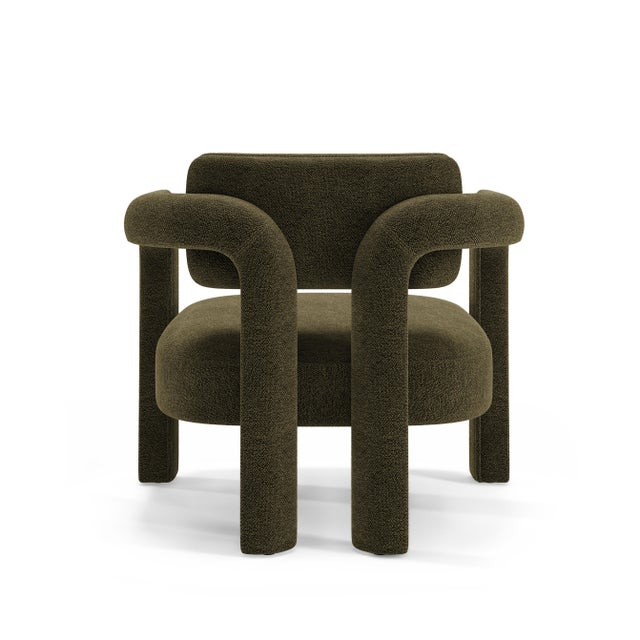 Double Arch Armchair in Olive Green Chenille from Insidherland For Sale - Image 10 of 10