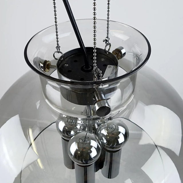 Silver Vintage Glass Ball Pendant Lamp from Limburg For Sale - Image 8 of 9